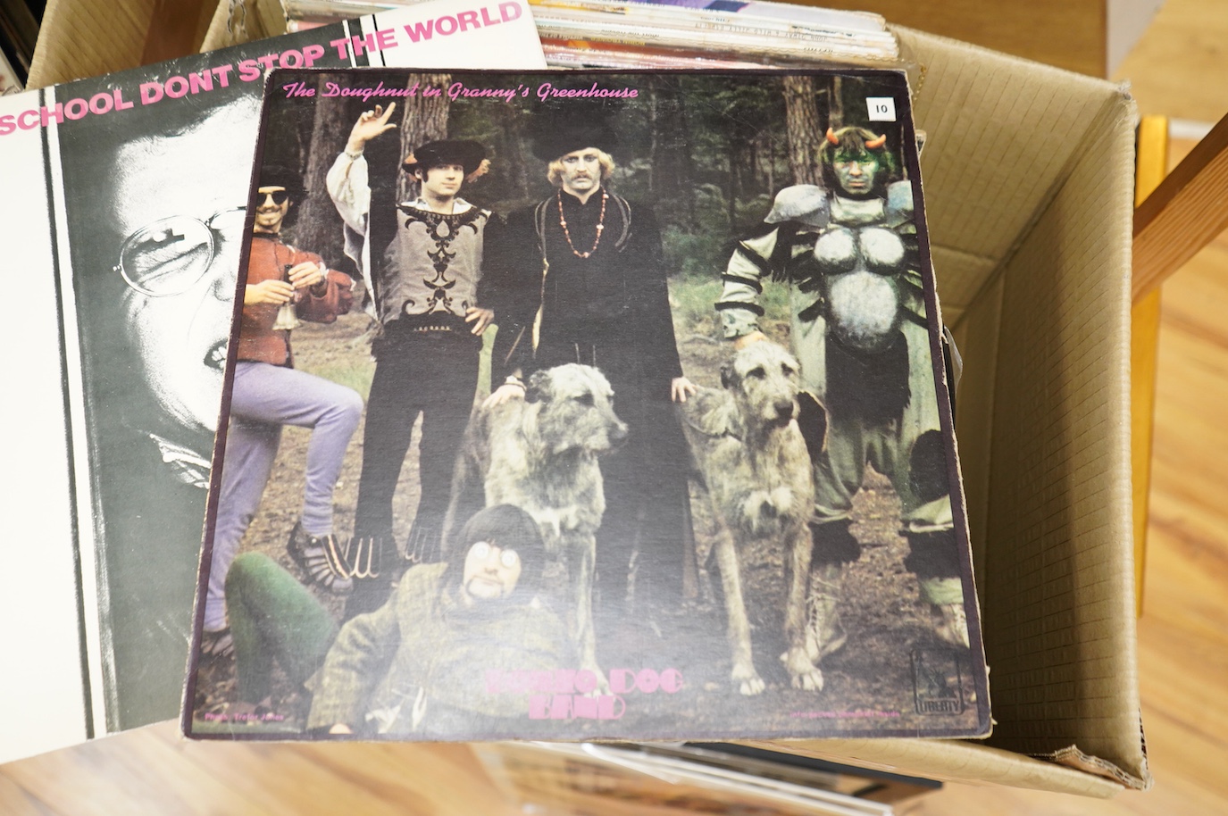 Forty-five 1970s LP record albums, artists include; wishbone Ash; Argus, Bonzo Dog Band, Deaf School, Alice Cooper, Ry Cooder, Elton John, Richard Thompson, Lou Reed, Roxy Music, Thin Lizzy, Captain Behar, Procol Harum,